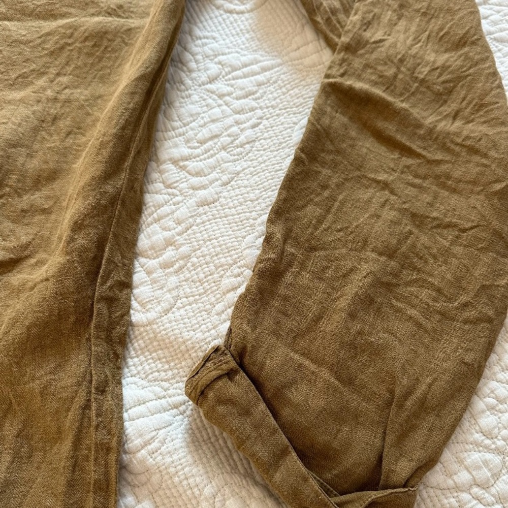 Free People Drawstring Linen-Blend Paperbag Waist Pants in Caramel Brown - Picture 5 of 7